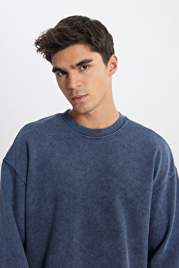 Loose Fit Rahat Kesim Bisiklet Yaka %100 Pamuk Turuncu Sweatshirt - Grisaille-L241744823 (görsel 5)