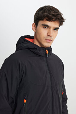 Regular Fit Normal Kesim Fermuarlı Siyah Ceket - Black-L242038001 (görsel 4)