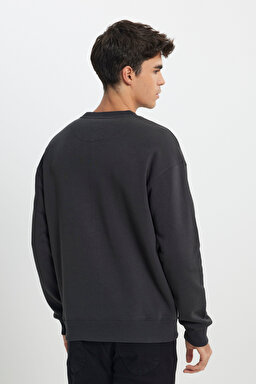 Loose Fit Rahat Kesim Bisiklet Yaka İçi Polarlı Antrasit Sweatshirt - Anthracite-L242121003 (görsel 3)