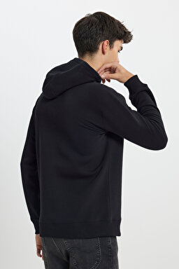 Regular Fit Normal Kesim Kapüşonlu İçi Polarlı Siyah Sweatshirt - Black-L242168001 (görsel 6)