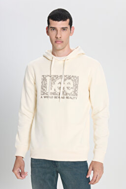 Regular Fit Normal Kesim Kapüşonlu Ekru Sweatshirt - Ecru-L242168104 (görsel 2)
