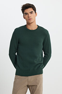 Regular Fit Normal Kesim Haki Triko Kazak - Khaki-L242474801