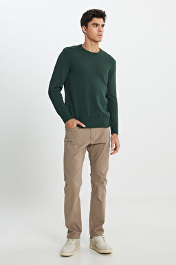 Regular Fit Normal Kesim Haki Triko Kazak - Khaki-L242474801 (görsel 3)