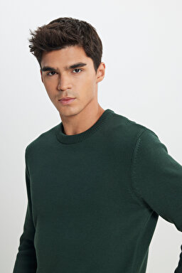 Regular Fit Normal Kesim Haki Triko Kazak - Khaki-L242474801 (görsel 4)