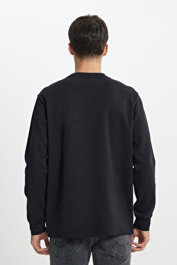 Relaxed Fit Geniş Kesim Bisiklet Yaka Siyah Sweatshirt - Black-L242498001 (görsel 6)