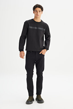 Regular Fit Normal Kesim Bisiklet Yaka Siyah Sweatshirt - Black-L242499001 (görsel 2)