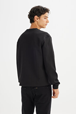 Regular Fit Normal Kesim Bisiklet Yaka Siyah Sweatshirt - Black-L242499001 (görsel 5)