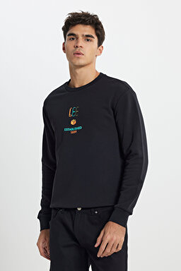 Regular Fit Normal Kesim Bisiklet Yaka Siyah Sweatshirt - Black-L242504001