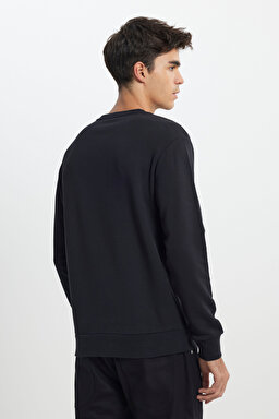 Regular Fit Normal Kesim Bisiklet Yaka Siyah Sweatshirt - Black-L242504001 (görsel 4)
