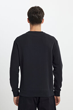 Regular Fit Normal Kesim Bisiklet Yaka Siyah Sweatshirt - Black-L242504001 (görsel 5)