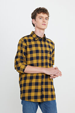 Regular Fit Normal Kesim %100 Pamuk Sarı Gömlek Ceket - Yellow-L242518200