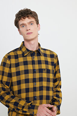 Regular Fit Normal Kesim %100 Pamuk Sarı Gömlek Ceket - Yellow-L242518200 (görsel 4)