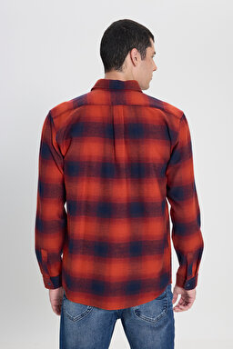 Regular Fit Normal Kesim %100 Pamuk Gömlek Ceket - Red-L242519600 (görsel 4)