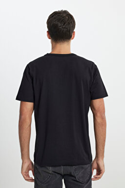 Regular Fit Normal Kesim Bisiklet Yaka %100 Pamuk Siyah Tişört - Black-L242526001 (görsel 6)