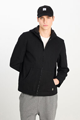 Regular Fit Normal Kesim Kapüşonlu Siyah Ceket - Black-L242536001