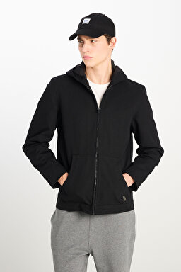 Regular Fit Normal Kesim Kapüşonlu Siyah Ceket - Black-L242536001 (görsel 2)