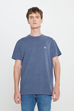 Regular Fit Normal Kesim Bisiklet Yaka Lacivert Tişört - Navy-L242540410 (görsel 2)