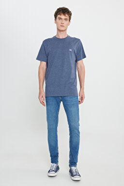 Regular Fit Normal Kesim Bisiklet Yaka Lacivert Tişört - Navy-L242540410 (görsel 3)