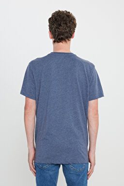 Regular Fit Normal Kesim Bisiklet Yaka Lacivert Tişört - Navy-L242540410 (görsel 5)
