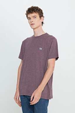 Regular Fit Normal Kesim Bisiklet Yaka Bordo Tişört - Wine-L242540810
