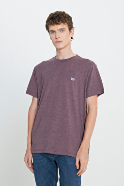 Regular Fit Normal Kesim Bisiklet Yaka Bordo Tişört - Wine-L242540810 (görsel 2)