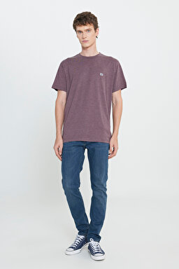 Regular Fit Normal Kesim Bisiklet Yaka Bordo Tişört - Wine-L242540810 (görsel 3)