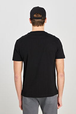 Regular Fit Normal Kesim Bisiklet Yaka Lacivert Tişört - Black-L242542001 (görsel 5)