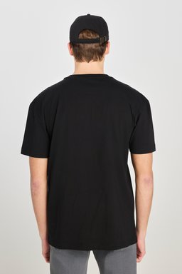 Regular Fit Normal Kesim Bisiklet Yaka Lacivert Tişört - Black-L242543001 (görsel 5)