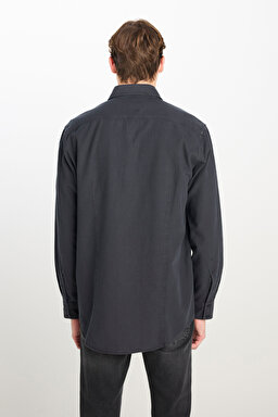 Regular Fit Normal Kesim %100 Pamuk Gömlek Ceket - Anthracite-L242546003 (görsel 5)