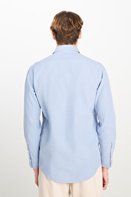 Regular Fit Normal Kesim %100 Pamuk Gömlek Ceket - Blue-L242546400 (görsel 5)