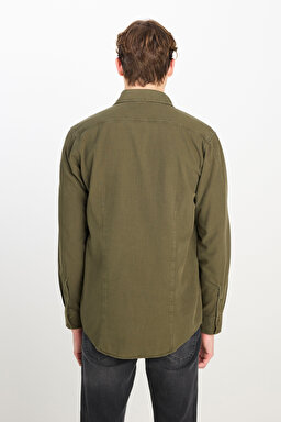 Regular Fit Normal Kesim %100 Pamuk Gömlek Ceket - Khaki-L242546801 (görsel 5)