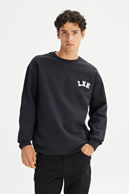 Pamuklu Relaxed Fit Bisiklet Yaka Logo Detaylı Sweatshirt - Black-L242547001