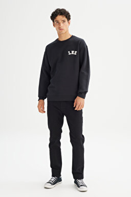 Pamuklu Relaxed Fit Bisiklet Yaka Logo Detaylı Sweatshirt - Black-L242547001 (görsel 2)