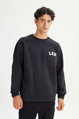 Pamuklu Relaxed Fit Bisiklet Yaka Logo Detaylı Sweatshirt - Black-L242547001 (görsel 3)