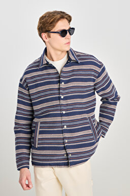 %100 Pamuk Relaxed Fit Geniş Kesim Çift Taraflı Çok Renkli Ceket - Multi-L2510034900
