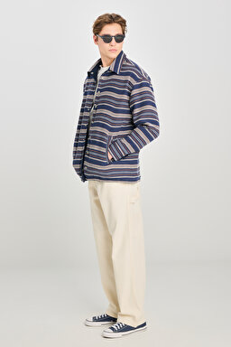 %100 Pamuk Relaxed Fit Geniş Kesim Çift Taraflı Çok Renkli Ceket - Multi-L2510034900 (görsel 3)