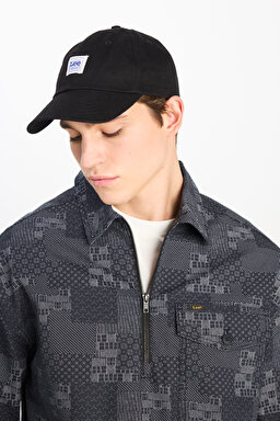 %100 Pamuk Loose Fit Rahat Kesim Fermuar Detaylı Desenli Siyah Ceket - Black-L2510057001 (görsel 4)