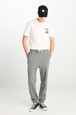 Regular Fit Normal Kesim Normal Bel Ribanalı Paça Gri Melanj Sweatpant Jogger - Gray Melange-L251007836 (görsel 2)