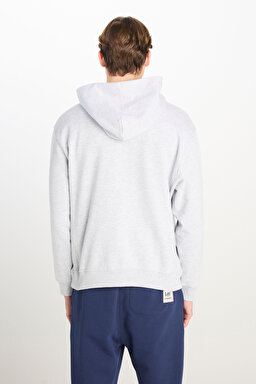 Loose Fit Rahat Kesim Kapüşonlu Gri Melanj Sweatshirt - Gray Melange-L251008436 (görsel 5)