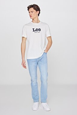 %100 Pamuk Regular Fit Normal Kesim Aplikeli Ekru Tişört - Ecru-L2510154104 (görsel 3)
