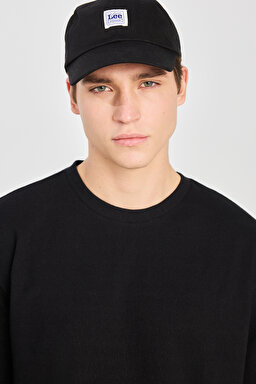 Relaxed Fit Geniş Kesim Bisiklet Yaka Pamuklu Siyah Tişört - Black-L2510271001 (görsel 4)