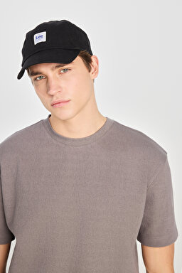 Relaxed Fit Geniş Kesim Bisiklet Yaka Gri Pamuklu Tişört - Gray-L2510271035 (görsel 4)