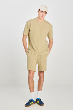Relaxed Fit Geniş Kesim Bisiklet Yaka Pamuklu Açık Yeşil Tişört - Light Green-L2510271299 (görsel 3)
