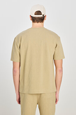 Relaxed Fit Geniş Kesim Bisiklet Yaka Pamuklu Açık Yeşil Tişört - Light Green-L2510271299 (görsel 5)