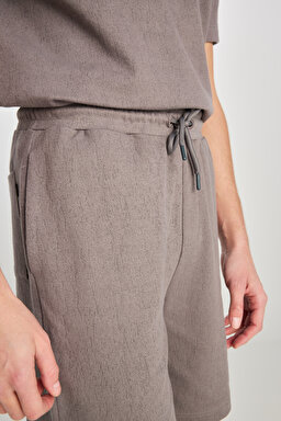 Relaxed Fit Geniş Kesim Normal Bel Pamuklu Gri Sweatşort - Gray-L2510272035 (görsel 5)