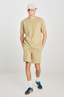 Relaxed Fit Geniş Kesim Normal Bel Pamuklu Açık Yeşil Sweatşort - Light Green-L2510272299