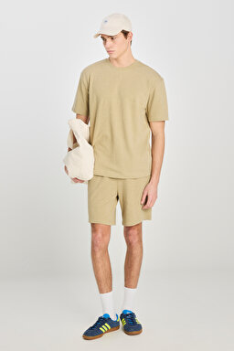 Relaxed Fit Geniş Kesim Normal Bel Pamuklu Açık Yeşil Sweatşort - Light Green-L2510272299 (görsel 2)