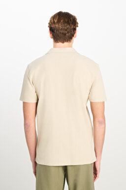 Relaxed Fit Geniş Kesim Deve Tüyü Pamuklu Gömlek - Camel-L2510277211 (görsel 5)