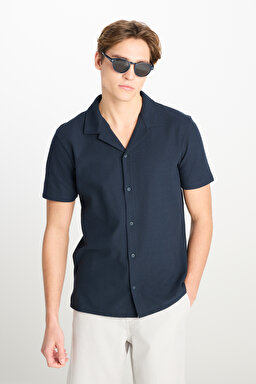 Relaxed Fit Geniş Kesim Lacivert Pamuklu Gömlek - Navy-L2510277410 (görsel 2)
