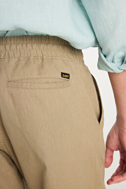 Regular Fit Normal Kesim Lastik Bel Detaylı Keten Karışımlı Deve Tüyü Pantolon - Camel-L2510302211 (görsel 5)